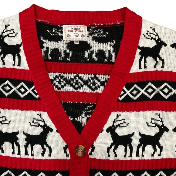 Merry Christmas from V28 women’s V-neck button down reindeer cardigan size XXL - Picture 6 of 9